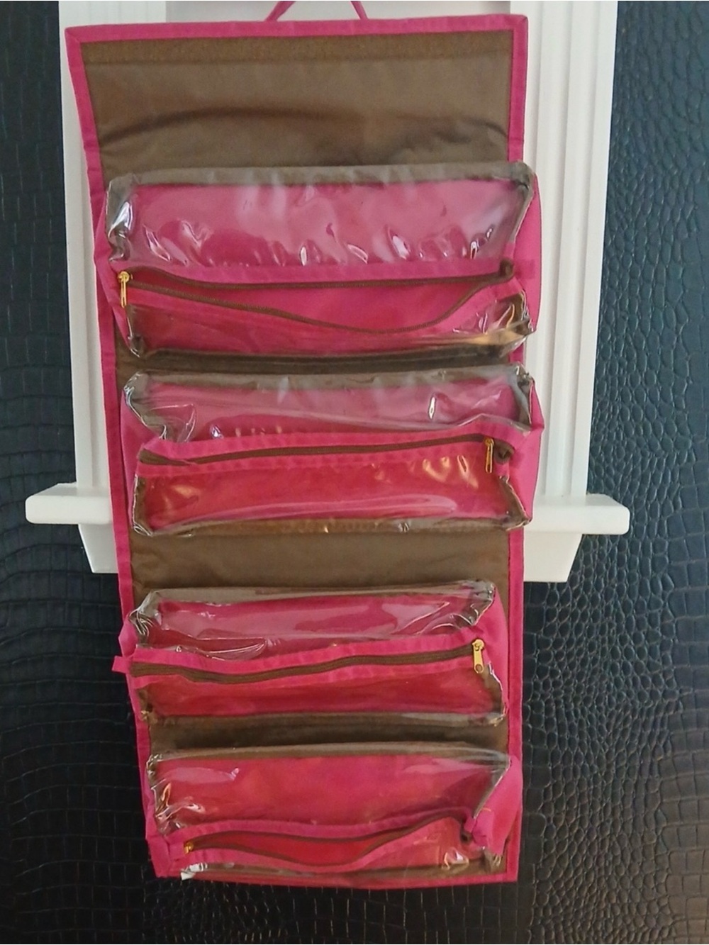 Hanging Pink Clear-Pocket Organizer